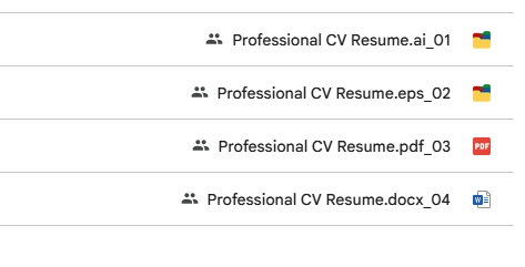 Resume template file formats: ai, eps, pdf and docx