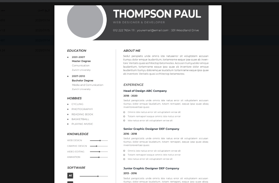 ATS-friendly professional CV resume template layout